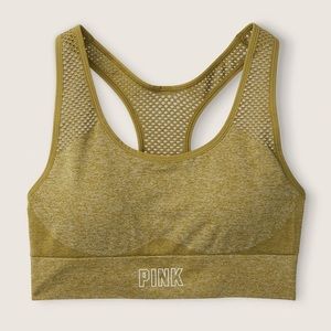 VS PINK Seamless Lightly-Lined Gym Racerback Sports Bra 💚